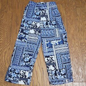 Sunny Leigh Linen Blend Paisley Wide Leg Pants Sz Large